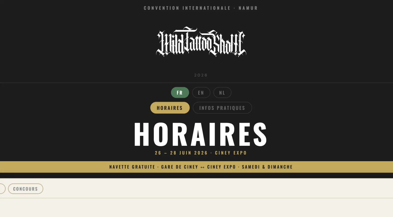 Webapp programme Wild Tattoo Show
